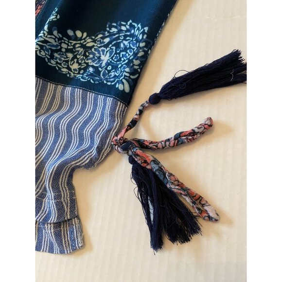 Tru Luxe Mixed Pattern Multicolor Lightweight Viscose Tunic with Tassel Size L - Picture 8 of 8